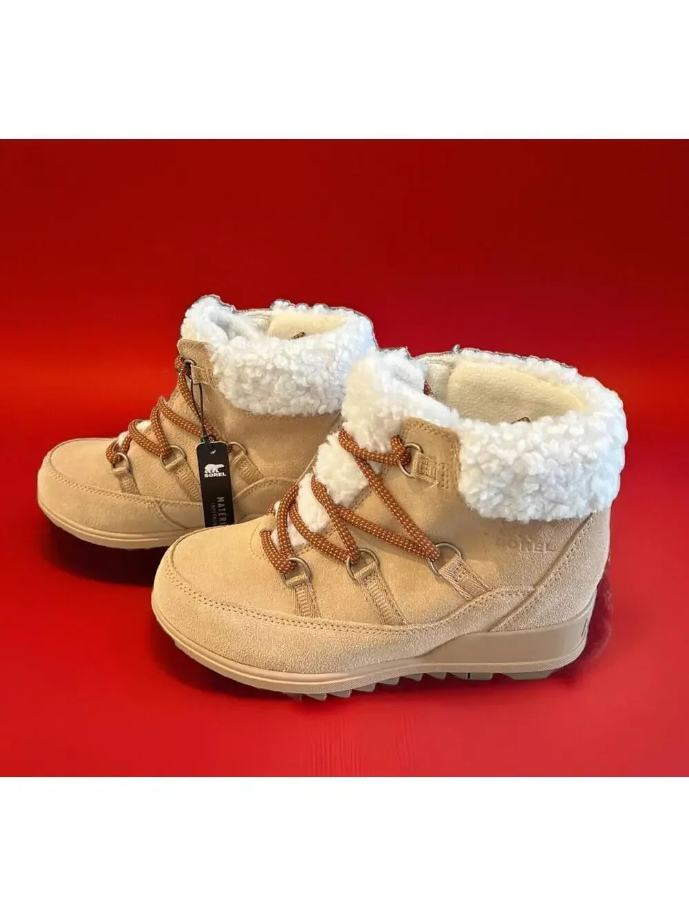 SOREL $160 WOMEN'S EVIET COZY LACE BOOTIE Size 7 - Picture 1 of 7